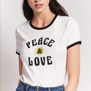 Peace & Love Embroidered Tee Shirt